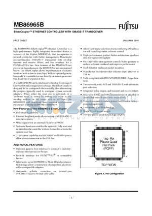MB86965B datasheet - EtherCoupler ETHERNET CONTROLLER WITH 10BASE-T TRANSCEIVER