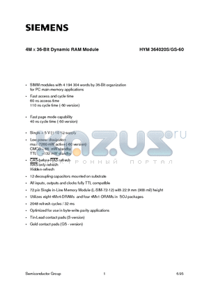 Q67100-Q982 datasheet - 4M x 36-Bit Dynamic RAM Module