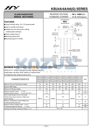 KBU808G datasheet - GLASS PASSIVATED BRIDGE RECTIFIERS