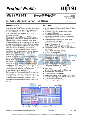 MB87M2141 datasheet - MPEG-2 Decoder for Set-Top-Boxes