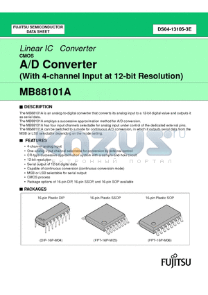 MB88101AP datasheet - A/D Converter (With 4-channel Input at 12-bit Resolution)