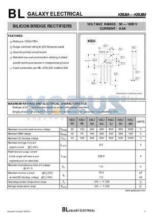 KBU8B datasheet - SILICON BRIDGE RECTIFIERS