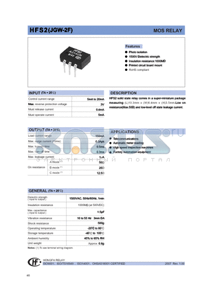 HFS2/A211DN datasheet - MOS RELAY