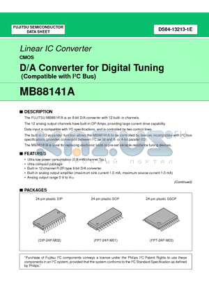 MB88141APFV datasheet - D/A Converter for Digital Tuning (Compatible with I2C Bus)