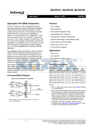 ISL55141IVZ datasheet - High-Speed 18V CMOS Comparators