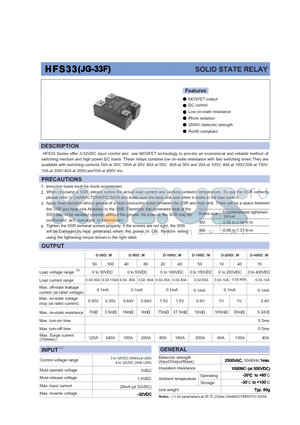 HFS33/3-100D10M-L555 datasheet - SOLID STATE RELAY