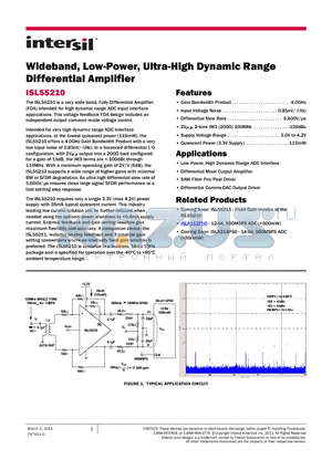 ISL55210IRTZ-EVALZ datasheet - Wideband, Low-Power, Ultra-High Dynamic Range