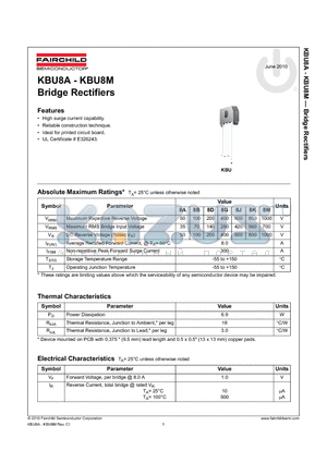 KBU8M datasheet - Bridge Rectifiers