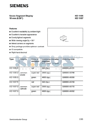 Q68000-A6350 datasheet - SEVEN SEGMENT DISPLAY 10mm