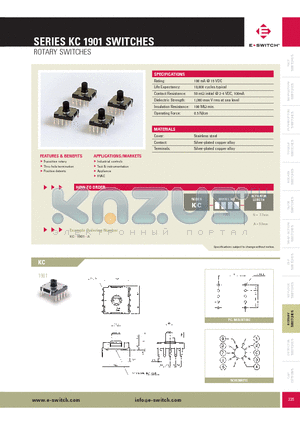KC1901A datasheet - ROTARY SWITCHES