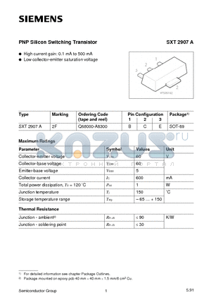 Q68000-A8300 datasheet - PNP Silicon Switching Transistor