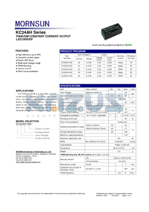 KC24AH-600 datasheet - PWM DIM CONSTANT CURRENT OUTPUT LED DRIVER