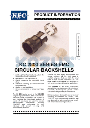 KC2801-22-08Z1-25 datasheet - EMC CIRCULAR BACKSHEELS