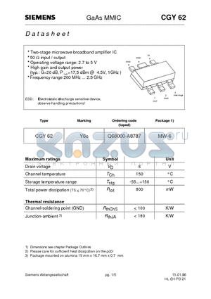 Q68000-A8787 datasheet - GaAs MMIC (Two-stage microwave broadband amplifier IC 50 Y input / output)