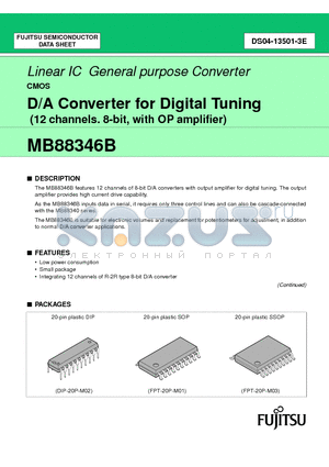 MB88346BP datasheet - D/A Converter for Digital Tuning (12 channels. 8-bit, with OP amplifier)
