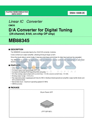 MB88345PF datasheet - D/A Converter for Digital Tuning (24-channel, 8-bit, on-chip OP amp)