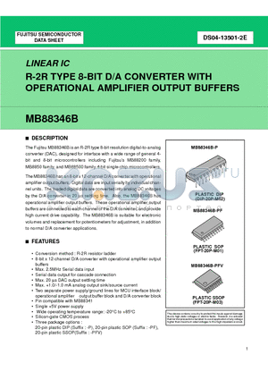 MB88346B datasheet - R-2R TYPE 8-BIT D/A CONVERTER WITH OPERATIONAL AMPLIFIER OUTPUT BUFFERS