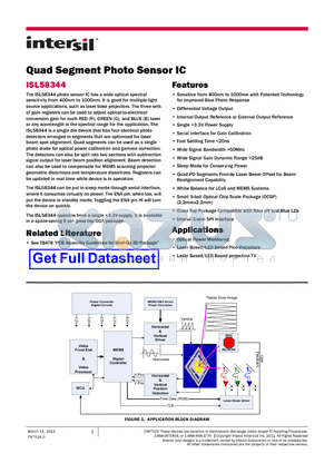 ISL58344 datasheet - Quad Segment Photo Sensor IC Single 3.3V Power Supply