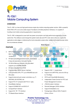 PL-1061 datasheet - Mobile Computing System