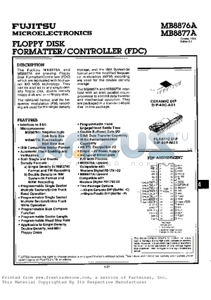 MB8877A datasheet - FLOPPY DISK FORMATTER / CONTROLLER (FDC)