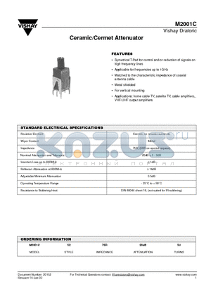 M2001C datasheet - Ceramic/Cermet Attenuator