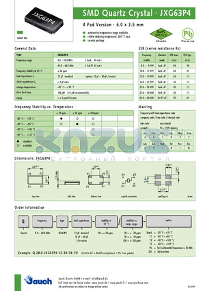 Q8.0-JXG63P4-12-30 datasheet - SMD Quartz Crystal