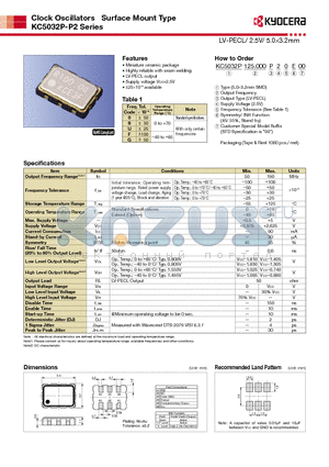 KC5032P-P2 datasheet - LV-PECL/ 2.5V/ 5.03.2mm