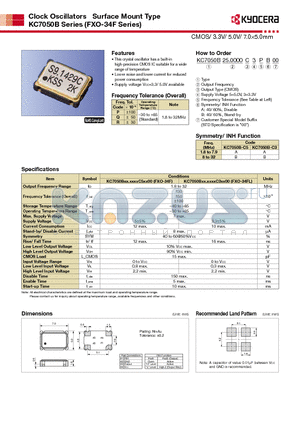 KC7050B datasheet - CMOS/ 3.3V/ 5.0V/ 7.05.0mm