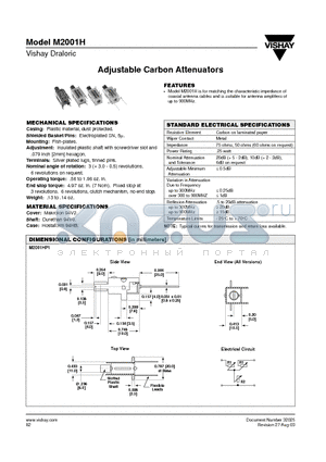 M2001H datasheet - Adjustable Carbon Attenuators