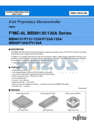 MB89130 datasheet - 8-bit Proprietary Microcontroller