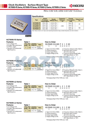 KC7050S-L3 datasheet - Clock Oscillators Surface Mount Type