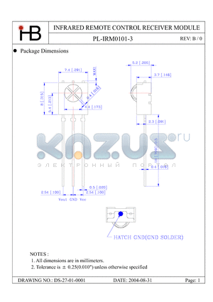 PL-IRM0101-3 datasheet - INFRARED REMOTE CONTROL RECEIVER MODULE