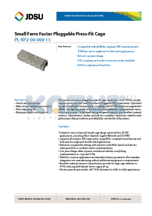 PL-KP2-00-000-15 datasheet - Small Form Factor Pluggable Press-Fit Cage