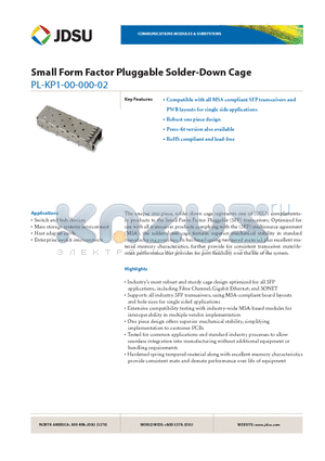 PL-KP1-00-000-02 datasheet - Small Form Factor Pluggable Solder-Down Cage