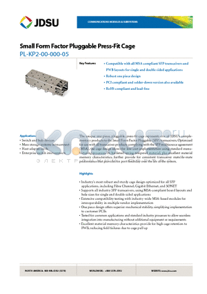 PL-KP2-00-000-05 datasheet - Small Form Factor Pluggable Press-Fit Cage