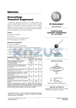 MR2520L datasheet - Overvoltage Transient Suppressor