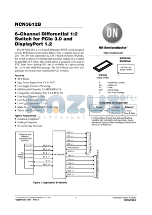 NCN3612B datasheet - 6-Channel Differential 1:2 Switch for PCIe 3.0 and DisplayPort 1.2