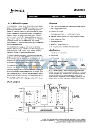 ISL59530 datasheet - 16x16 Video Crosspoint