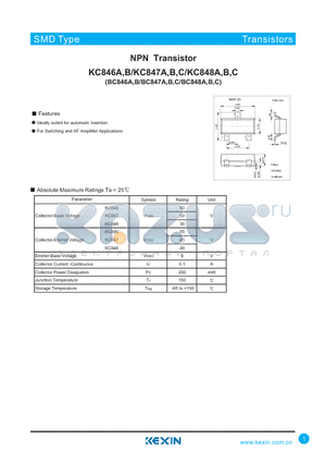 KC847 datasheet - NPN Transistor