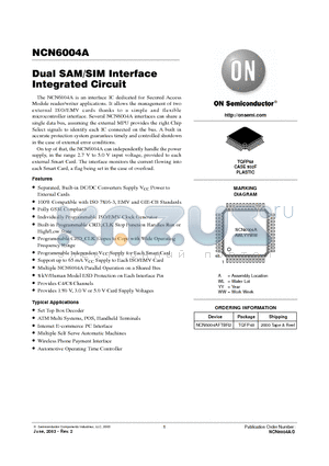 NCN6004AFTBR2 datasheet - Dual SAM/SIM Interface Integrated Circuit