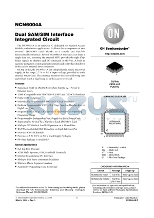 NCN6004AFTBR2 datasheet - Dual SAM/SIM Interface Integrated Circuit