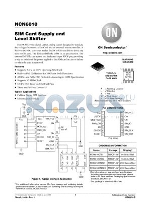 NCN6010 datasheet - SIM Card Supply and Level Shifter