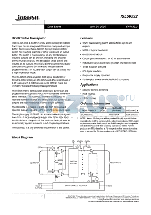 ISL59532 datasheet - 32x32 Video Crosspoint