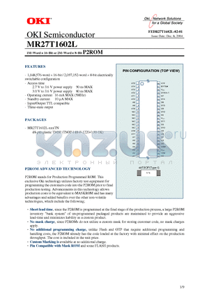 MR27T1602L datasheet - 1M-Word x 16-Bit or 2M-Word x 8-Bit