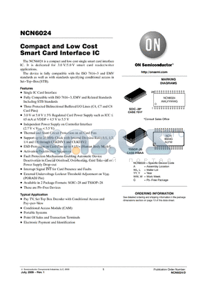 NCN6024DTBR2G datasheet - Compact and Low Cost Smart Card Interface IC