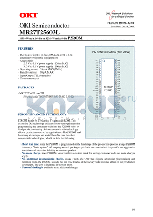 MR27T25603L-XXXTM datasheet - 16M-Word x 16-Bit or 32M-Word x 8-Bit P2ROM