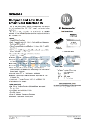 NCN6024DWR2G datasheet - Compact and Low Cost Smart Card Interface IC