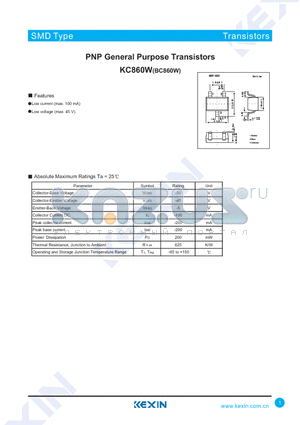 KC860BW datasheet - PNP General Purpose Transistors