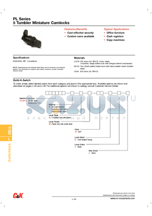 PL001UEBMA1K22 datasheet - 5 Tumbler Miniature Camlocks