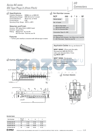 NCP036-030-BF datasheet - IDC Type Plugs